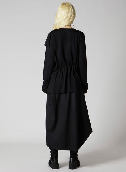 WOOL SMOOTH GATHER ASYMMETRY T-SHIRT