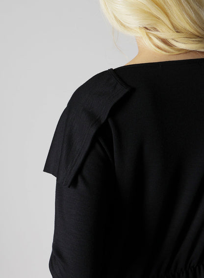 WOOL SMOOTH GATHER ASYMMETRY T-SHIRT