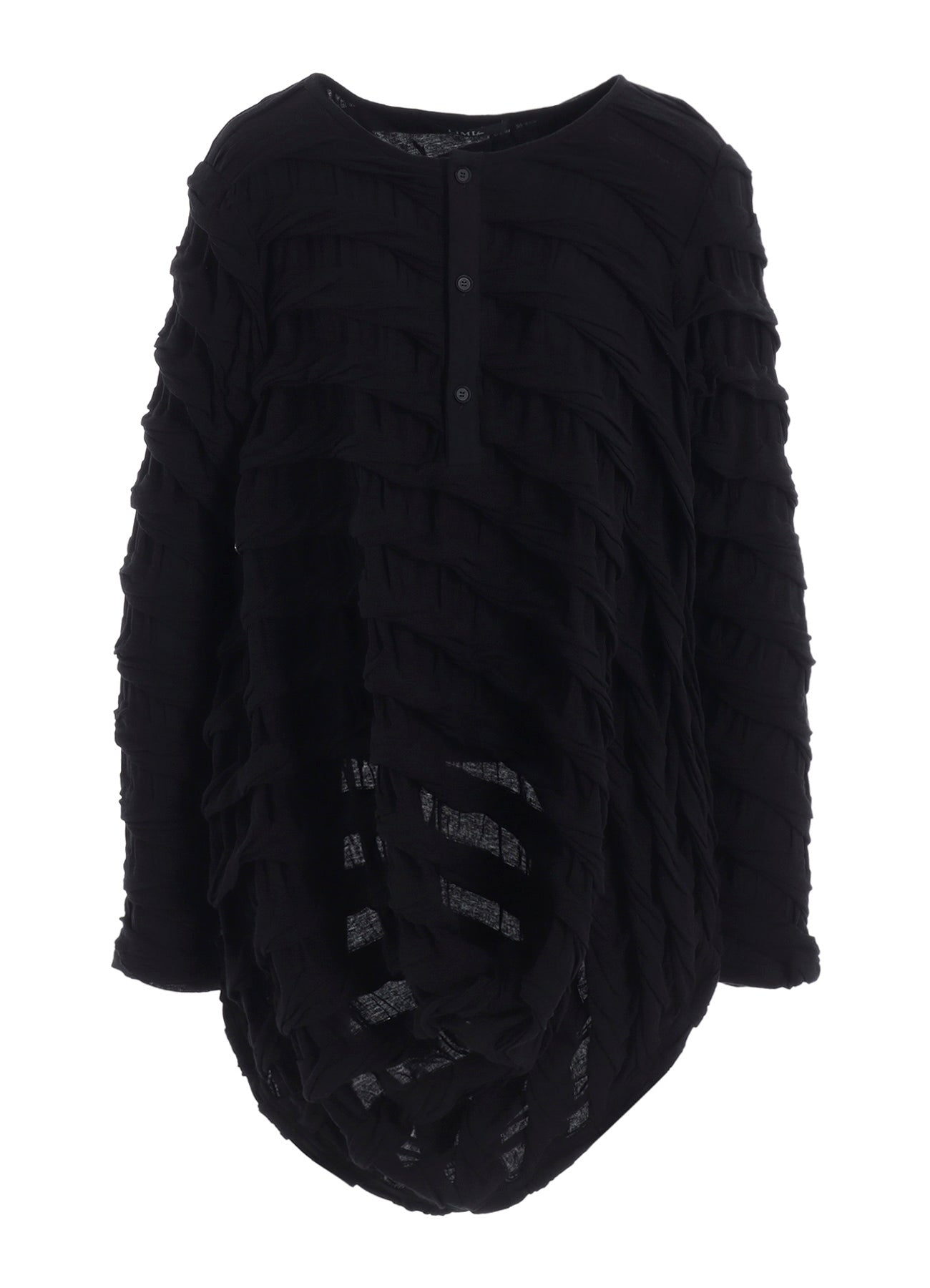 TWIST JACQUARD HEM DRAPE T-SHIRT