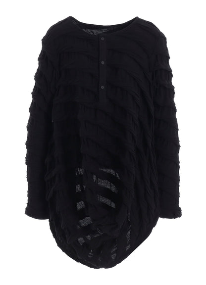 TWIST JACQUARD HEM DRAPE T-SHIRT
