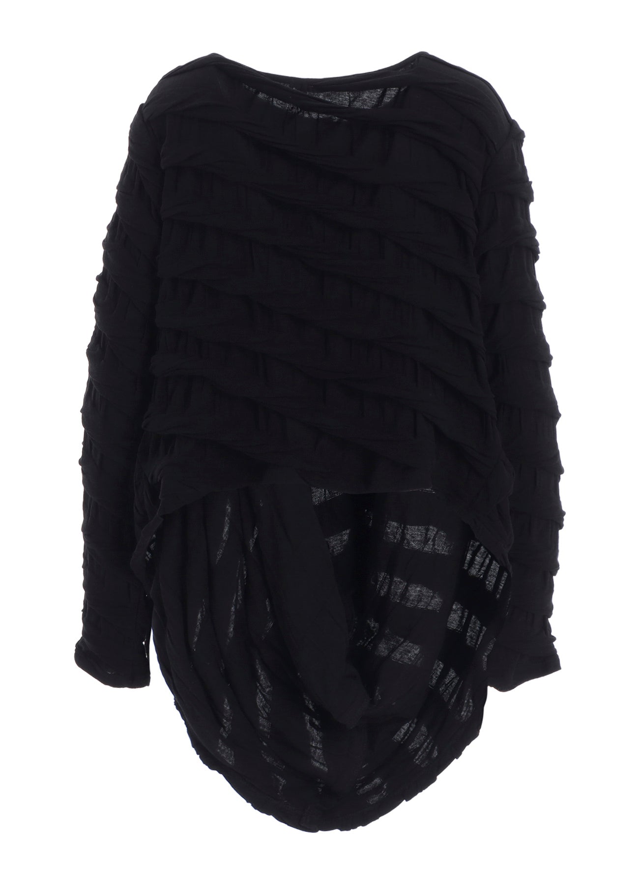 TWIST JACQUARD HEM DRAPE T-SHIRT