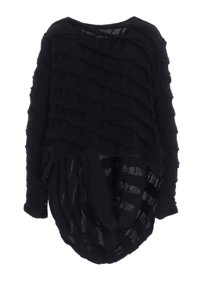 TWIST JACQUARD HEM DRAPE T-SHIRT