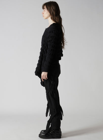 TWIST JACQUARD HEM DRAPE T-SHIRT