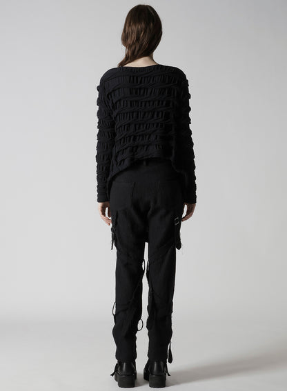 TWIST JACQUARD HEM DRAPE T-SHIRT
