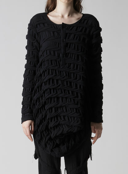 TWIST JACQUARD HEM DRAPE T-SHIRT