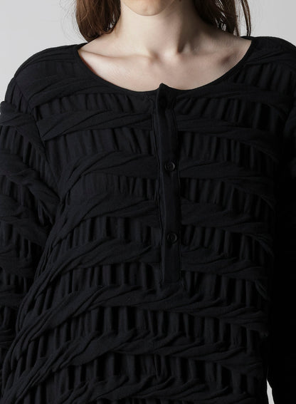 TWIST JACQUARD HEM DRAPE T-SHIRT