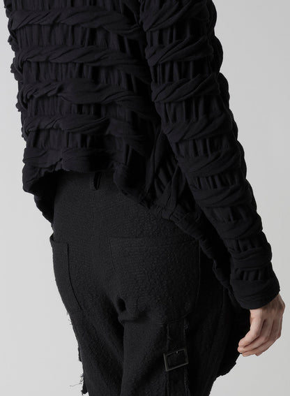 TWIST JACQUARD HEM DRAPE T-SHIRT
