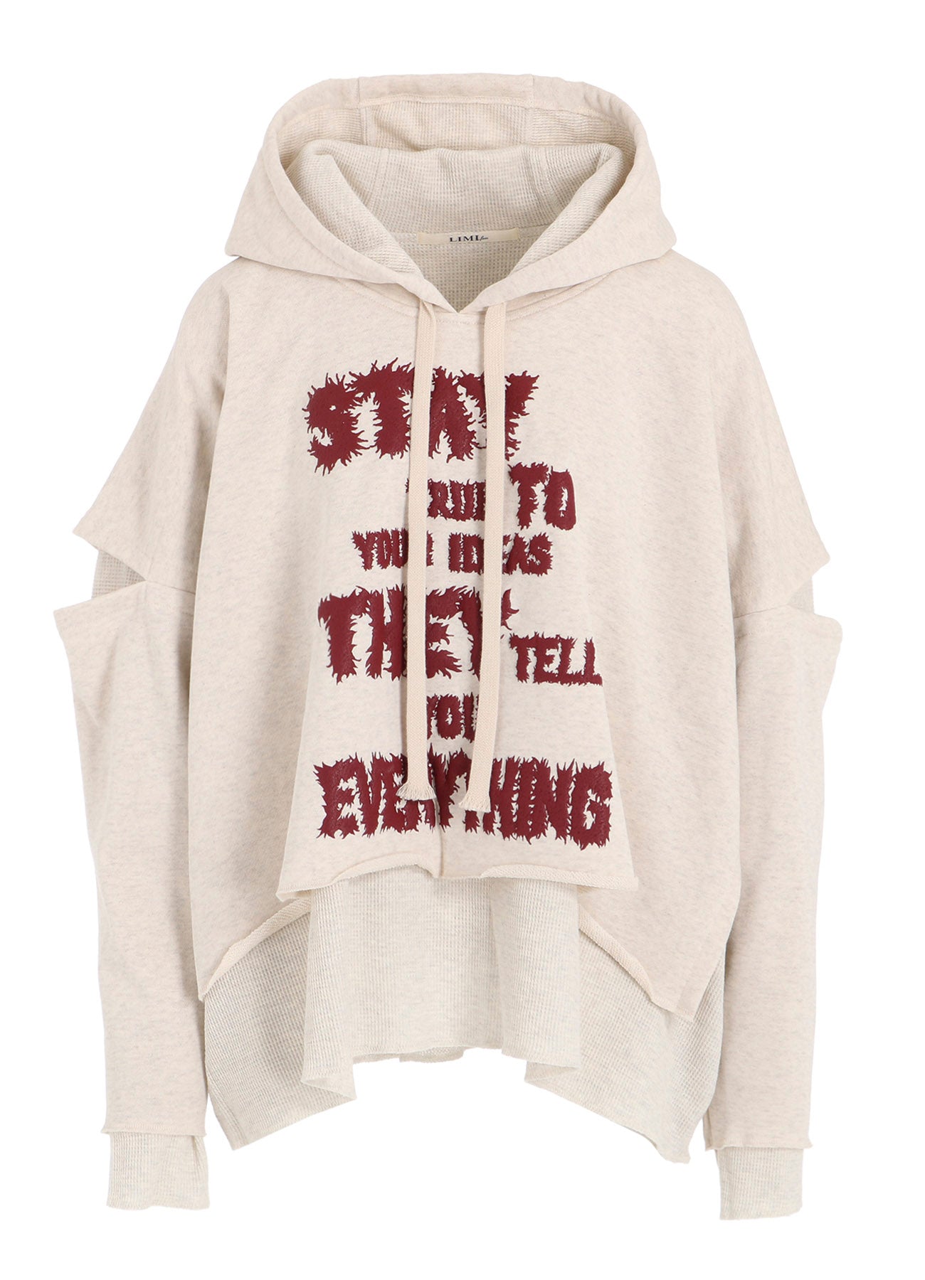 STAY TRUE PRINT LAYERED SHORT HOODIE