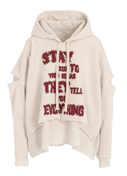 STAY TRUE PRINT LAYERED SHORT HOODIE