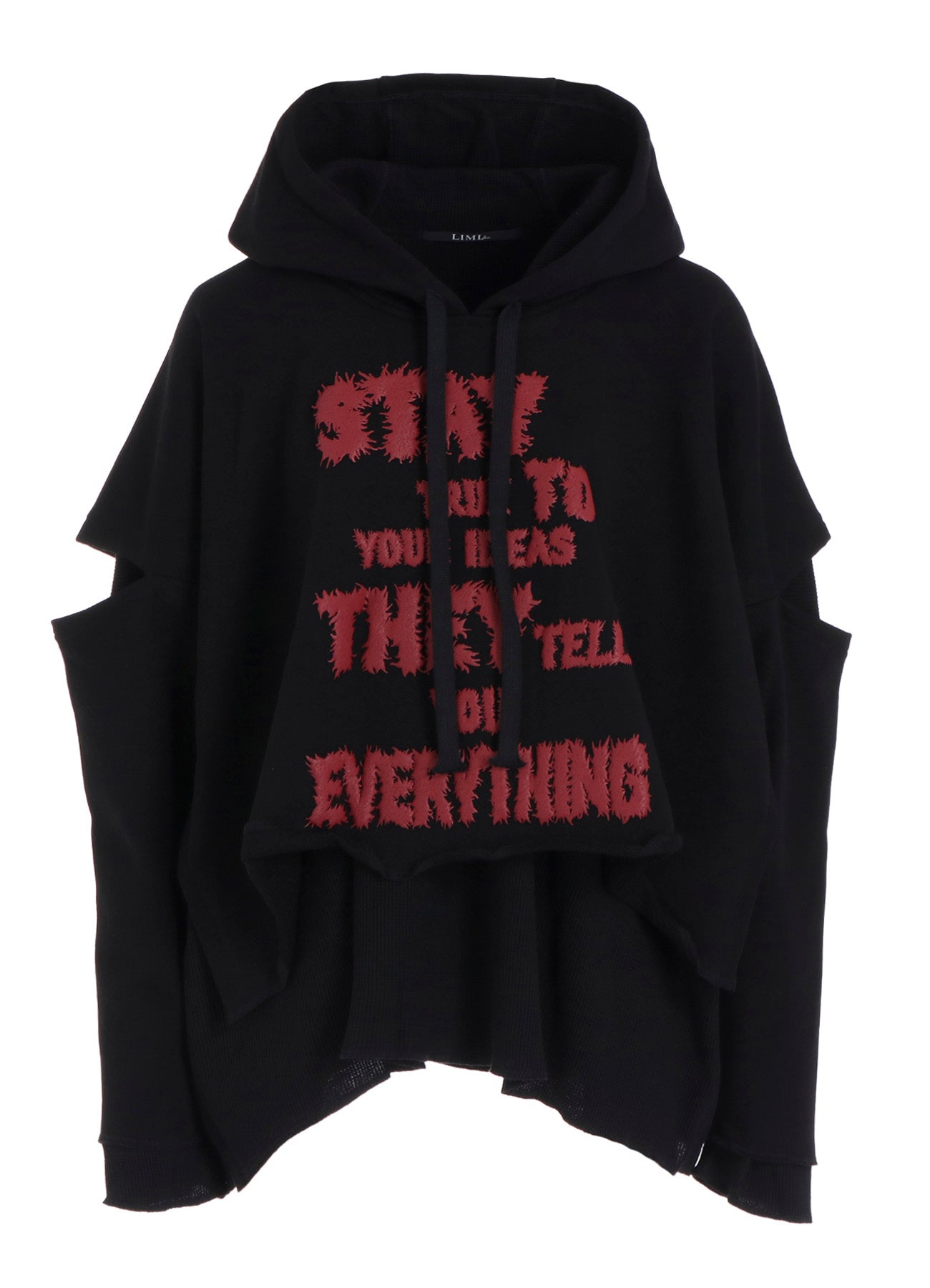 STAY TRUE PRINT LAYERED SHORT HOODIE