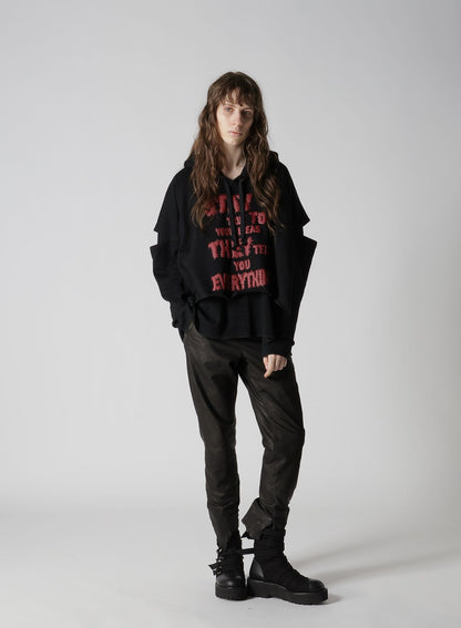 STAY TRUE PRINT LAYERED SHORT HOODIE