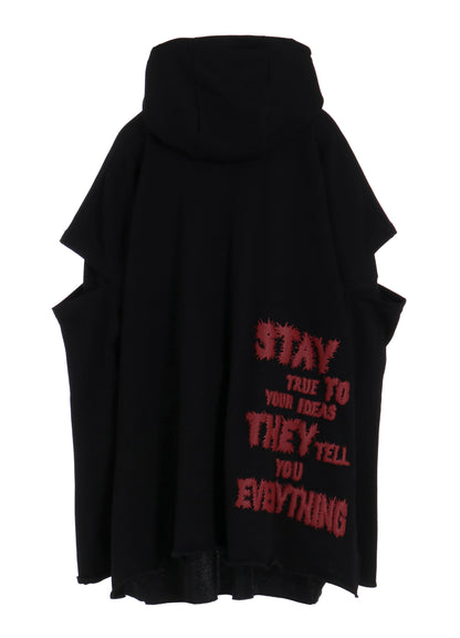STAY TRUE PRINT LAYERED SHORT HOODIE