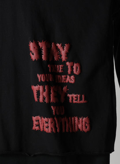STAY TRUE PRINT LAYERED SHORT HOODIE