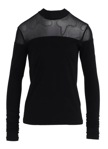 PLAIN STITCH +TULLE PANELED HIGHNECK