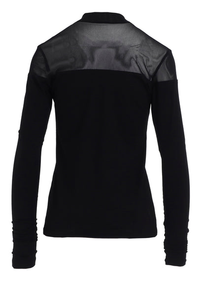 PLAIN STITCH +TULLE PANELED HIGHNECK