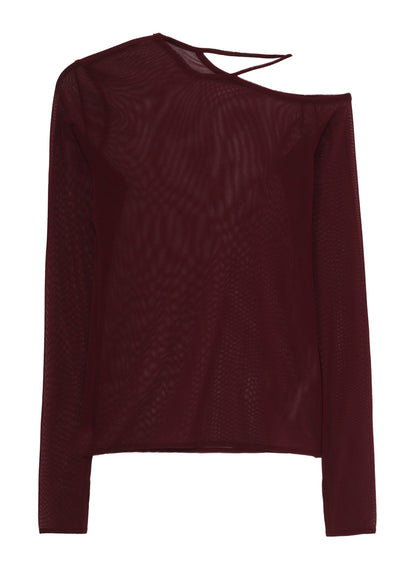 TULLE TIGHT OPEN SHOULDER T-SHIRT