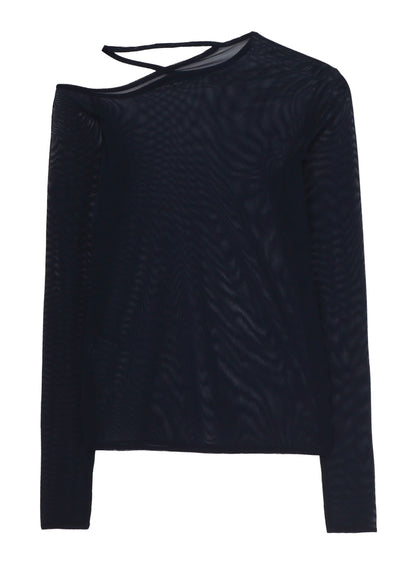 TULLE TIGHT OPEN SHOULDER T-SHIRT