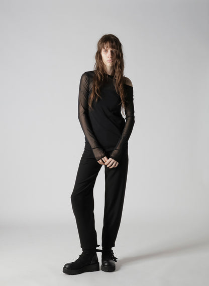 TULLE TIGHT OPEN SHOULDER T-SHIRT