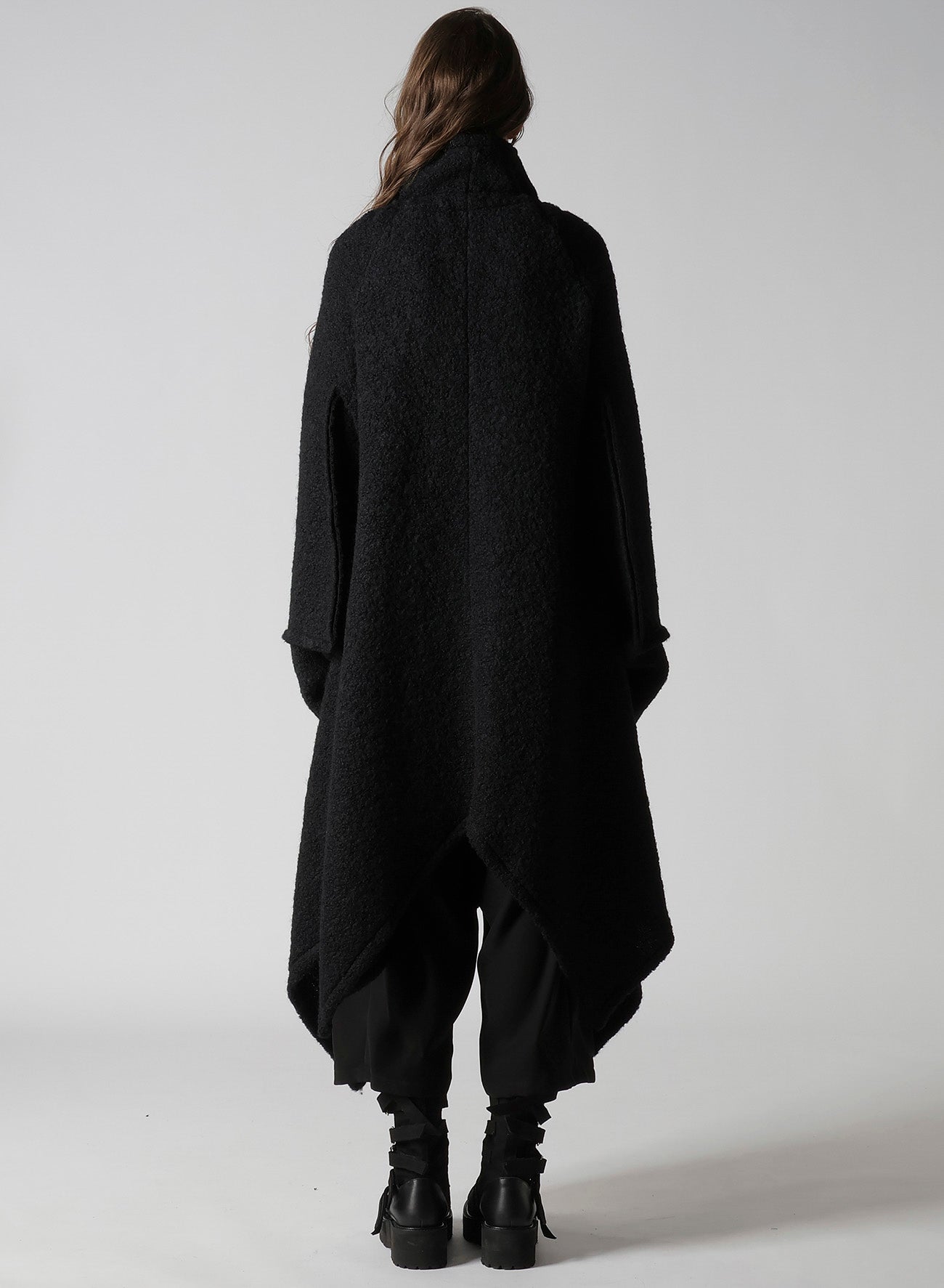 LOOP INLAY FRILLED COLLAR LONG JACKET