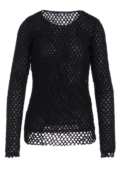 HOLE JACQUARD + CHIFFON TIGHT LONG SLEEVE T-SHIRT