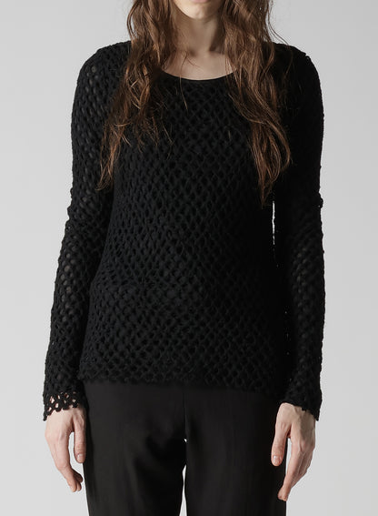 HOLE JACQUARD + CHIFFON TIGHT LONG SLEEVE T-SHIRT