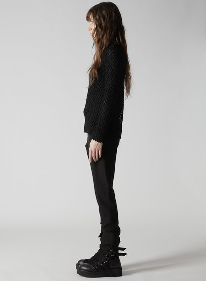 HOLE JACQUARD + CHIFFON TIGHT LONG SLEEVE T-SHIRT