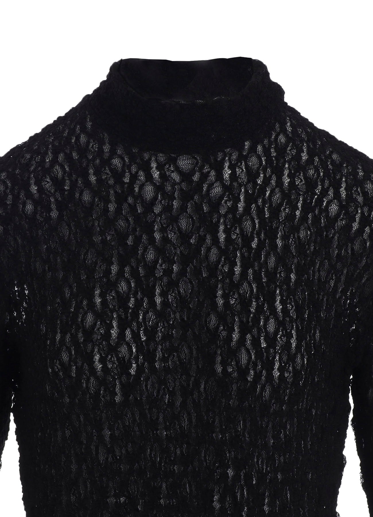 FLOWER SHIRRING HIGH NECK PULLOVER