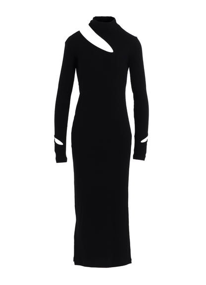 COTTON RAYON RIB SLIT DRESS