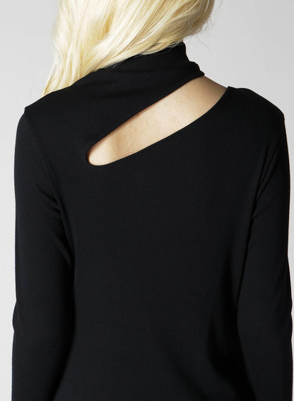 COTTON RAYON RIB SLIT DRESS