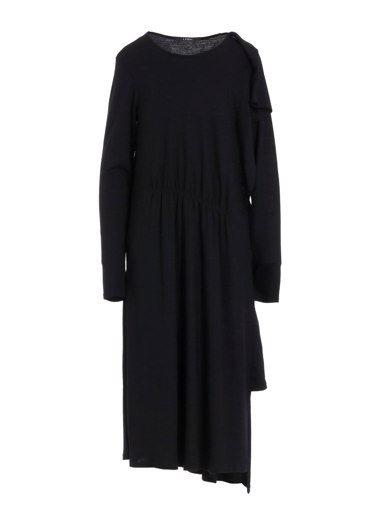 WOOL SMOOTH GATHER ASYMMETRY DRESS