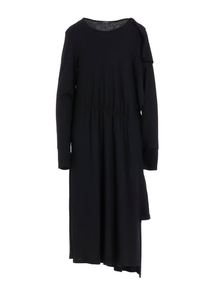 WOOL SMOOTH GATHER ASYMMETRY DRESS