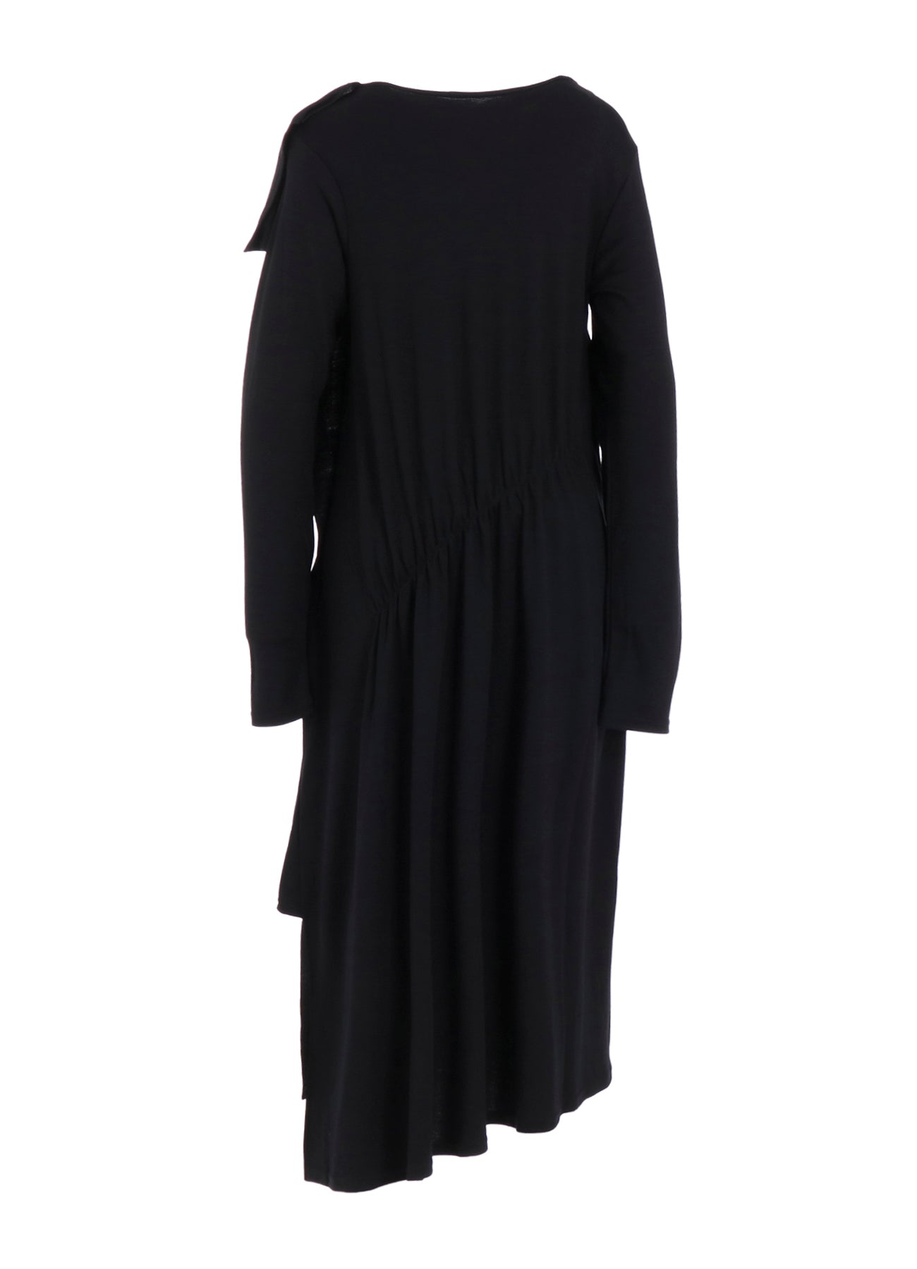 WOOL SMOOTH GATHER ASYMMETRY DRESS