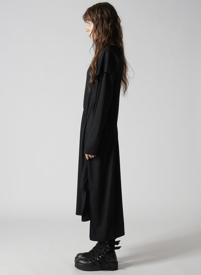 WOOL SMOOTH GATHER ASYMMETRY DRESS