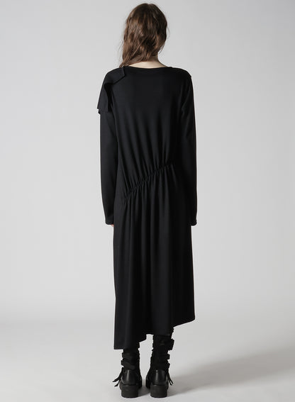 WOOL SMOOTH GATHER ASYMMETRY DRESS