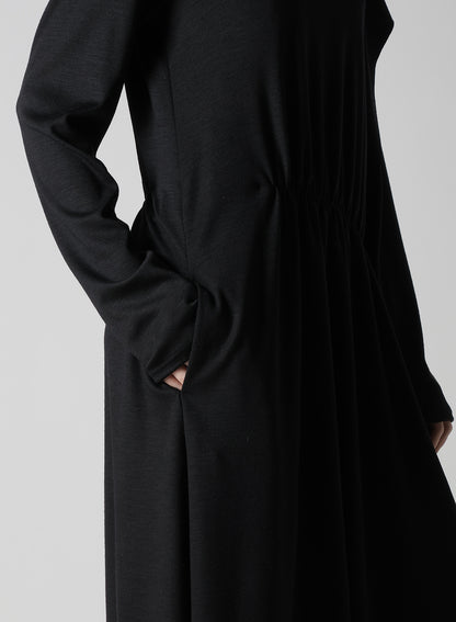 WOOL SMOOTH GATHER ASYMMETRY DRESS