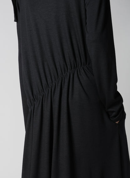 WOOL SMOOTH GATHER ASYMMETRY DRESS