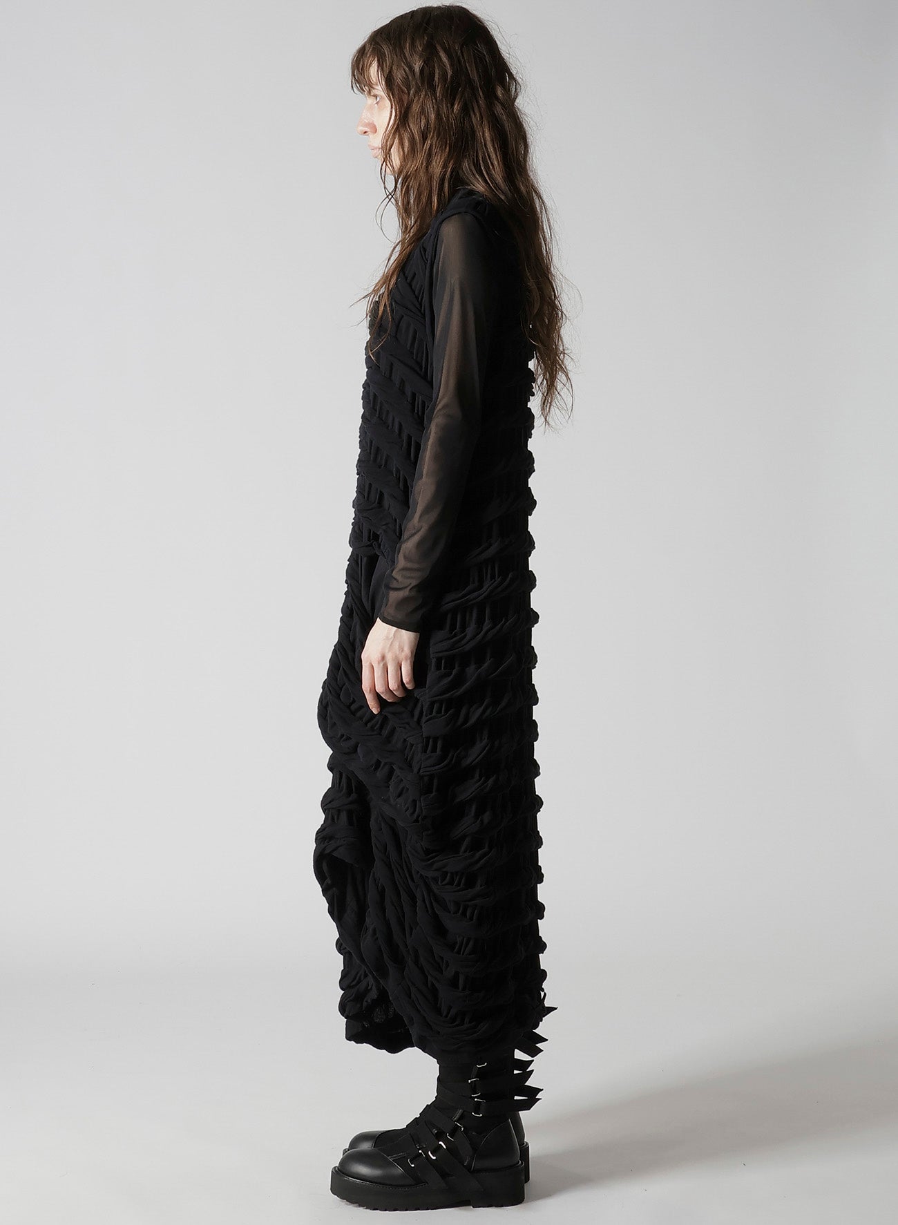 TWIST JACQUARD POCKET TUCK DRESS