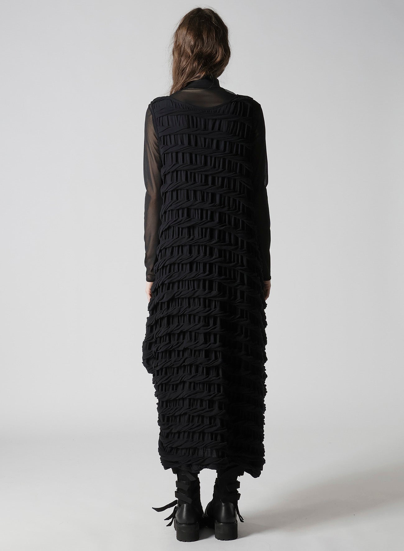 TWIST JACQUARD POCKET TUCK DRESS