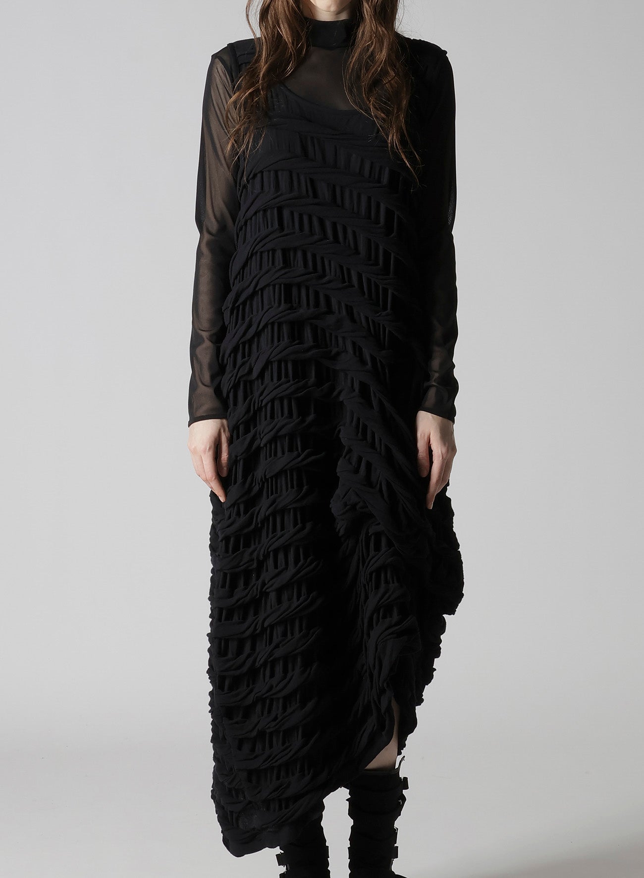 TWIST JACQUARD POCKET TUCK DRESS
