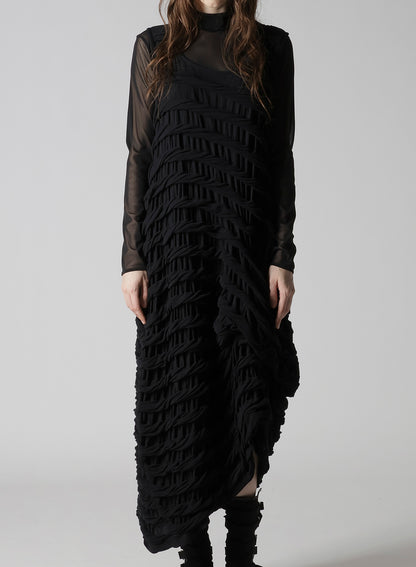 TWIST JACQUARD POCKET TUCK DRESS