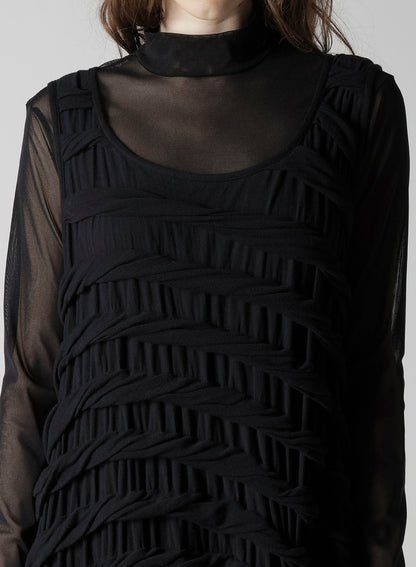 TWIST JACQUARD POCKET TUCK DRESS