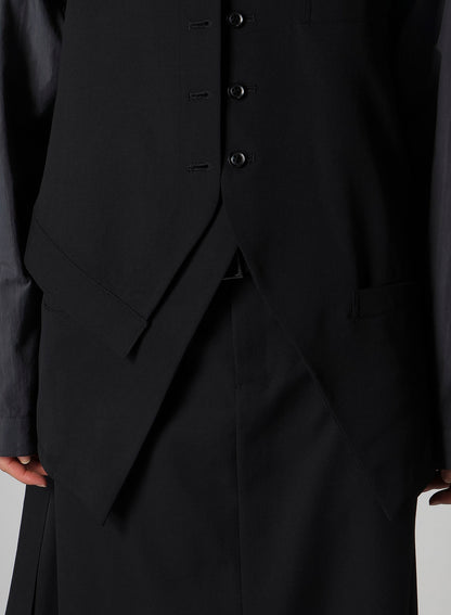 WOOL GABARDINE LAYERED VEST