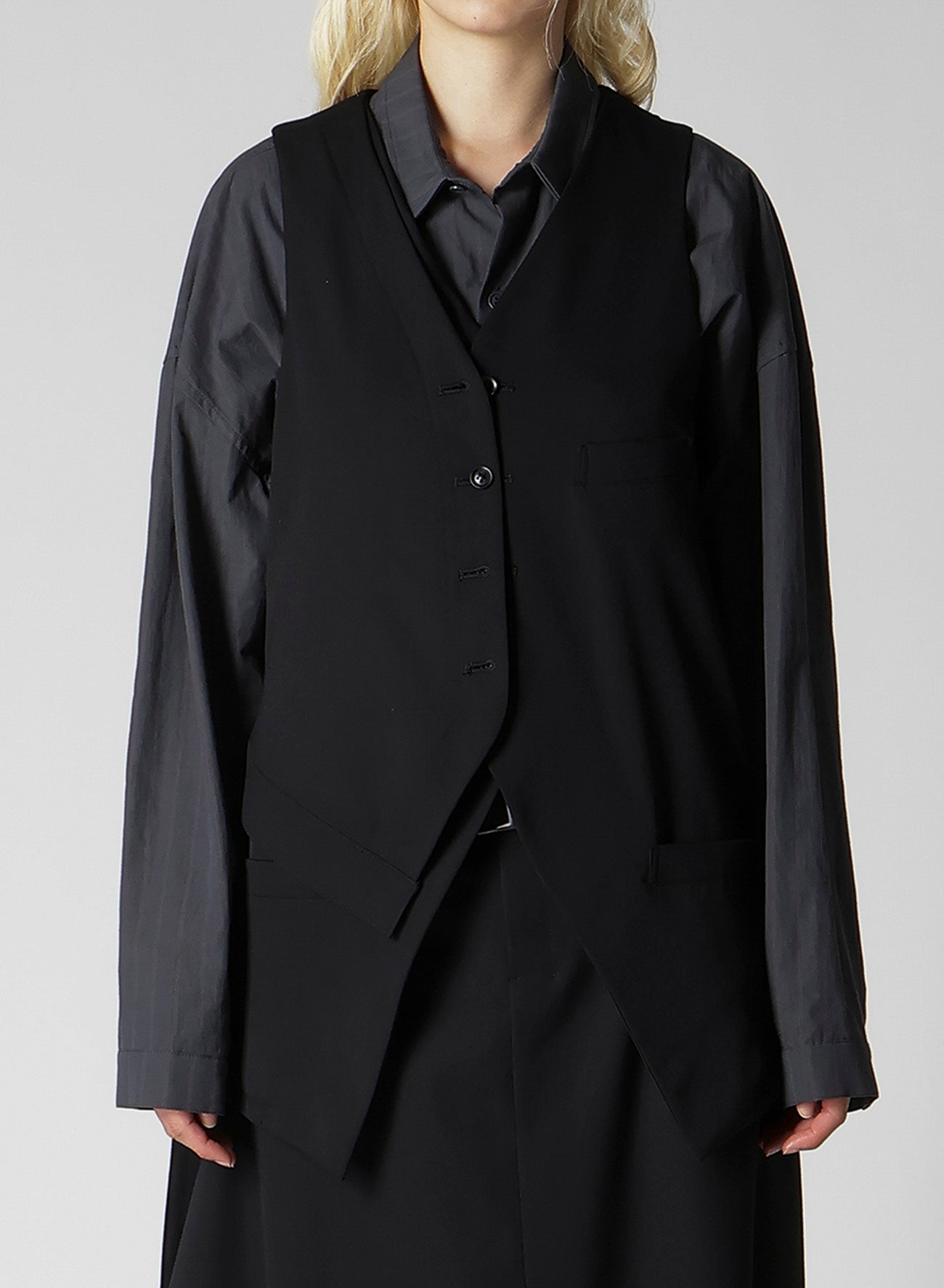WOOL GABARDINE LAYERED VEST