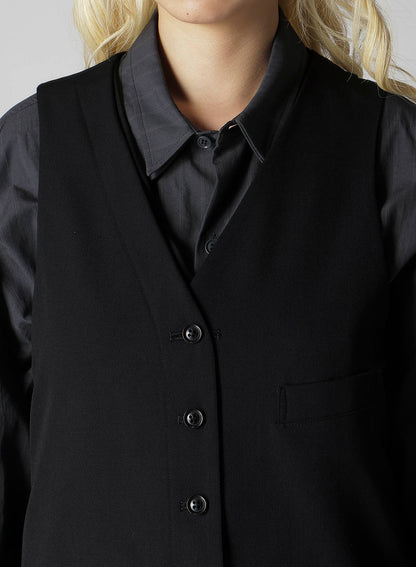 WOOL GABARDINE LAYERED VEST
