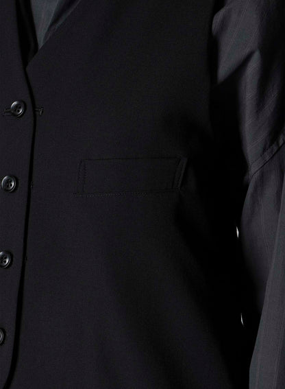 WOOL GABARDINE LAYERED VEST