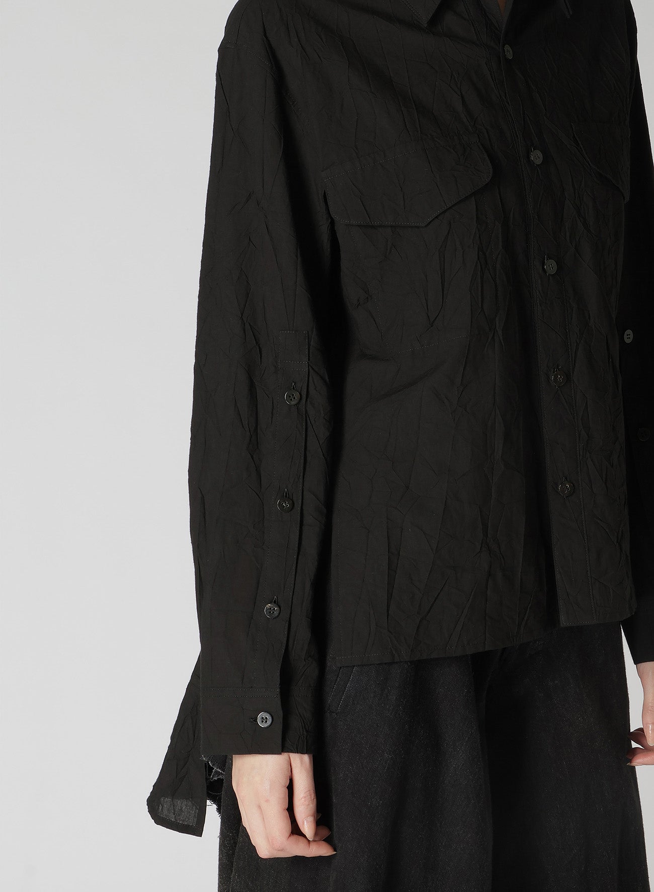 WASHER TYPEWRITER LAYERED COLLAR SHIRT