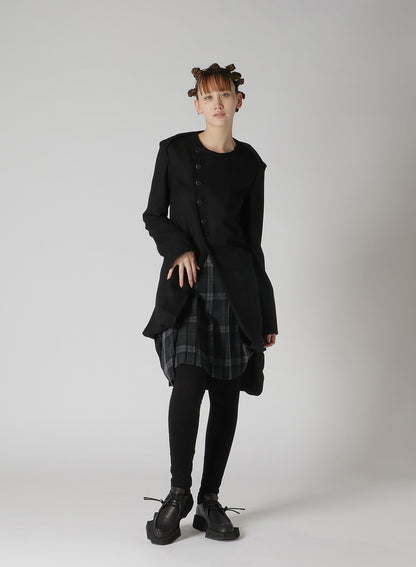 SERGE + PLAID COMBI SAILOR COLLAR DRESS