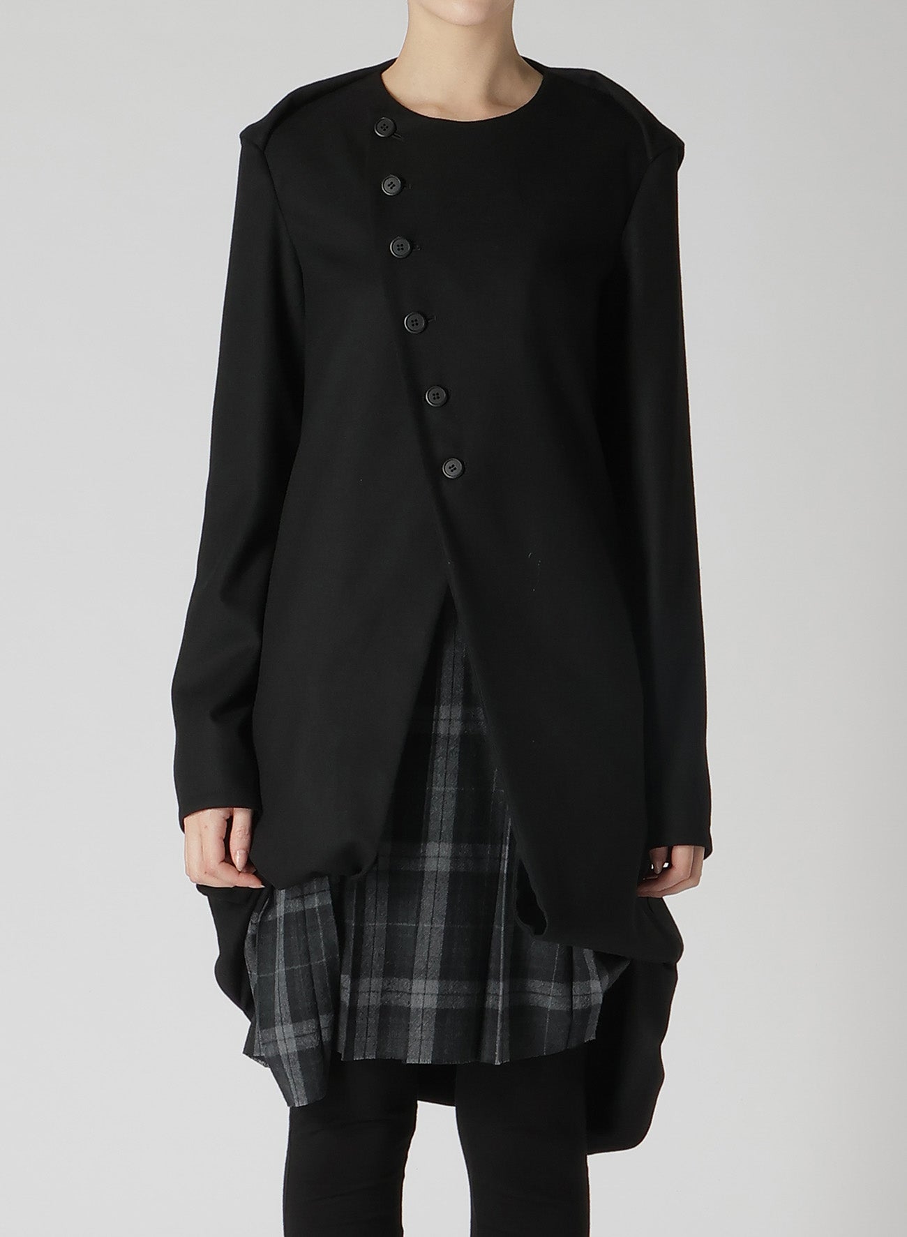 SERGE + PLAID COMBI SAILOR COLLAR DRESS