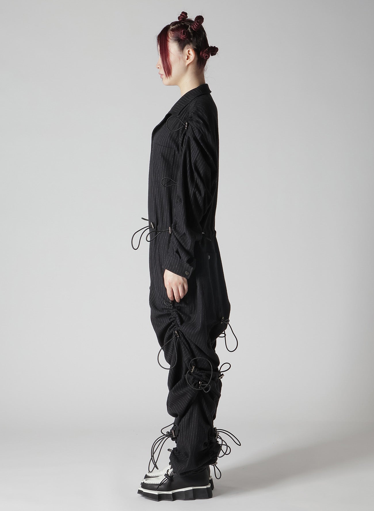 LOOSE ELASTIC OVERALL WITH STRIPES