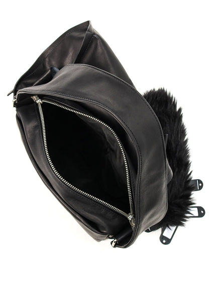 MATTE CHROME LEATHER SHIELD BAG